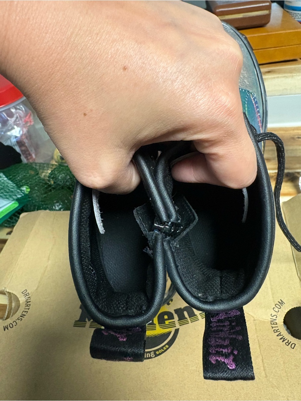 Dr. Martens Kids Iridescent Rainbow Crinkle Lace-Up Boots - Picture 9 of 15